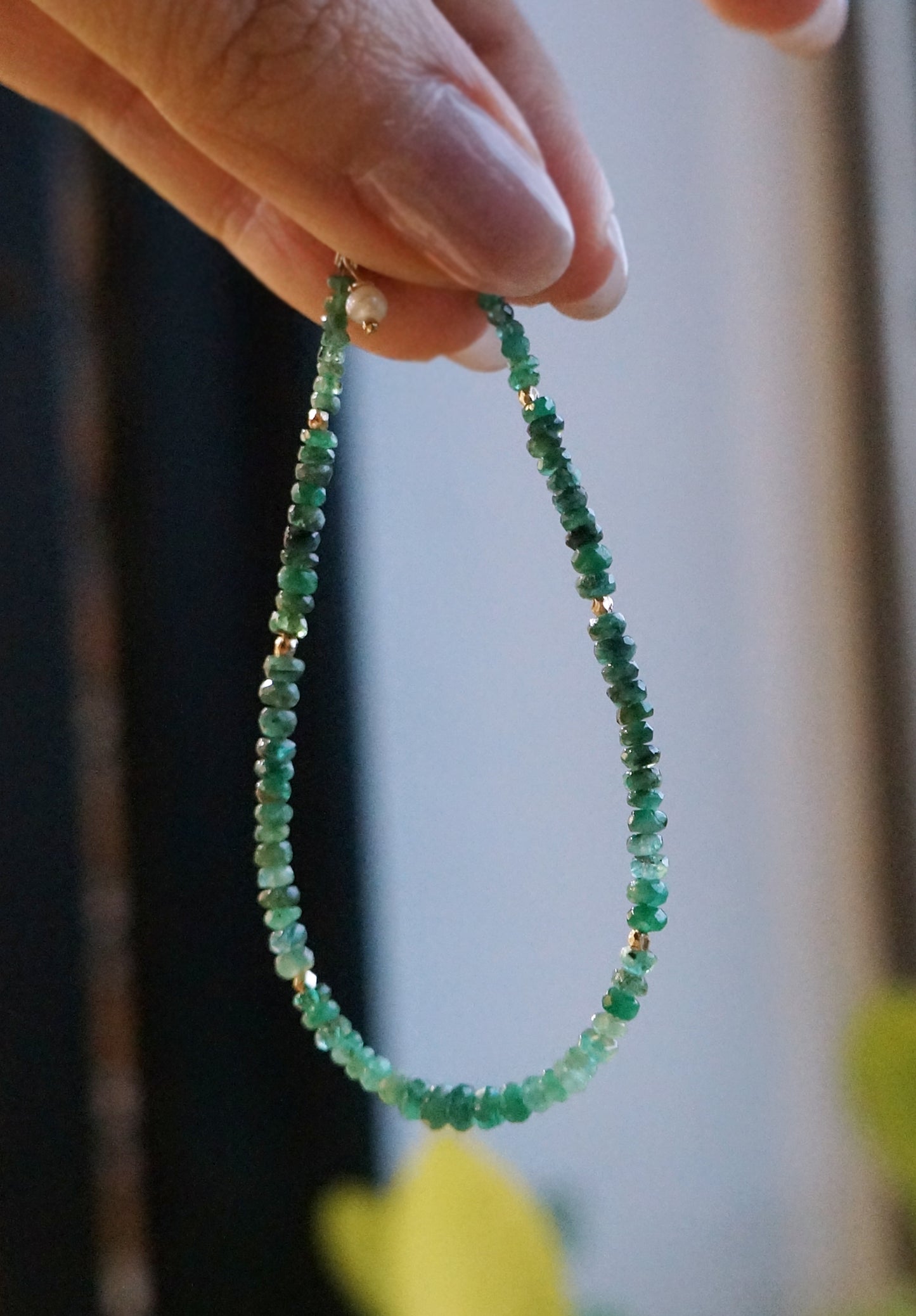 EMERALD｜深綠漸層色 祖母綠 細切手鏈 E111402