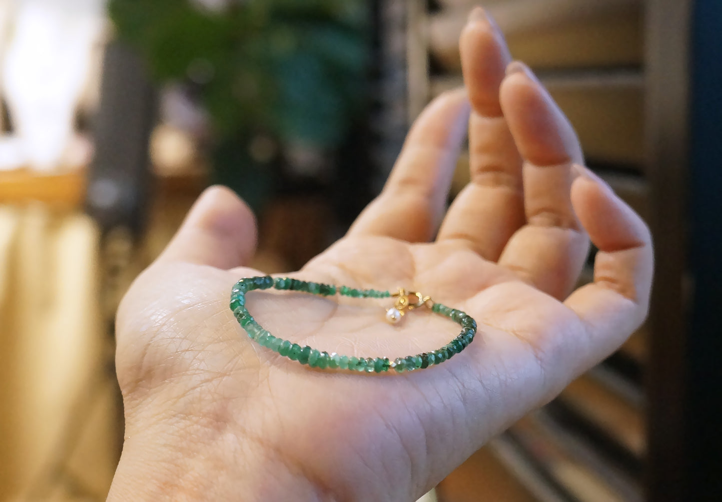 EMERALD｜深綠漸層色 祖母綠 細切手鏈 E111402