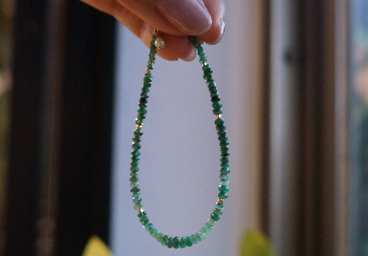 EMERALD｜深綠漸層色 祖母綠 細切手鏈 E111402