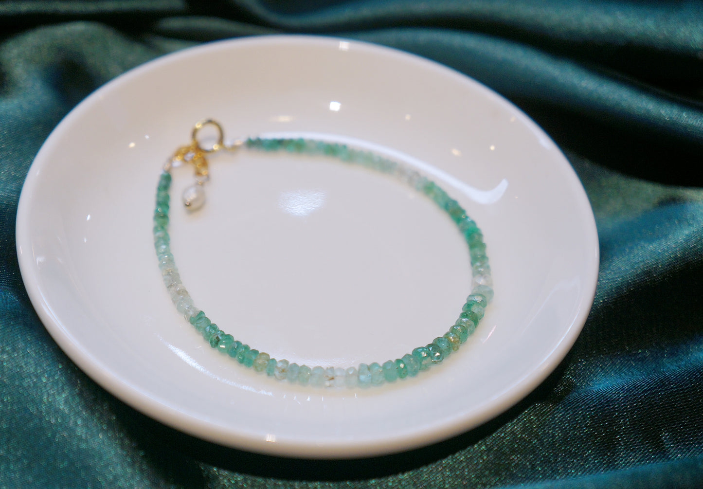 EMERALD｜漸層色 祖母綠細切手鏈 E111403