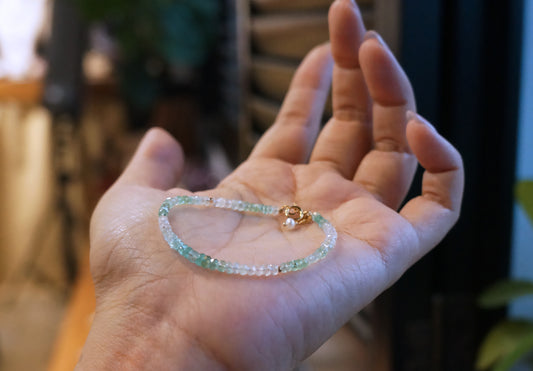 EMERALD｜漸層色祖母綠細切手鏈 E111404