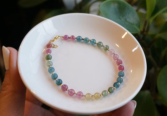 豔麗色｜彩虹碧璽小手鍊