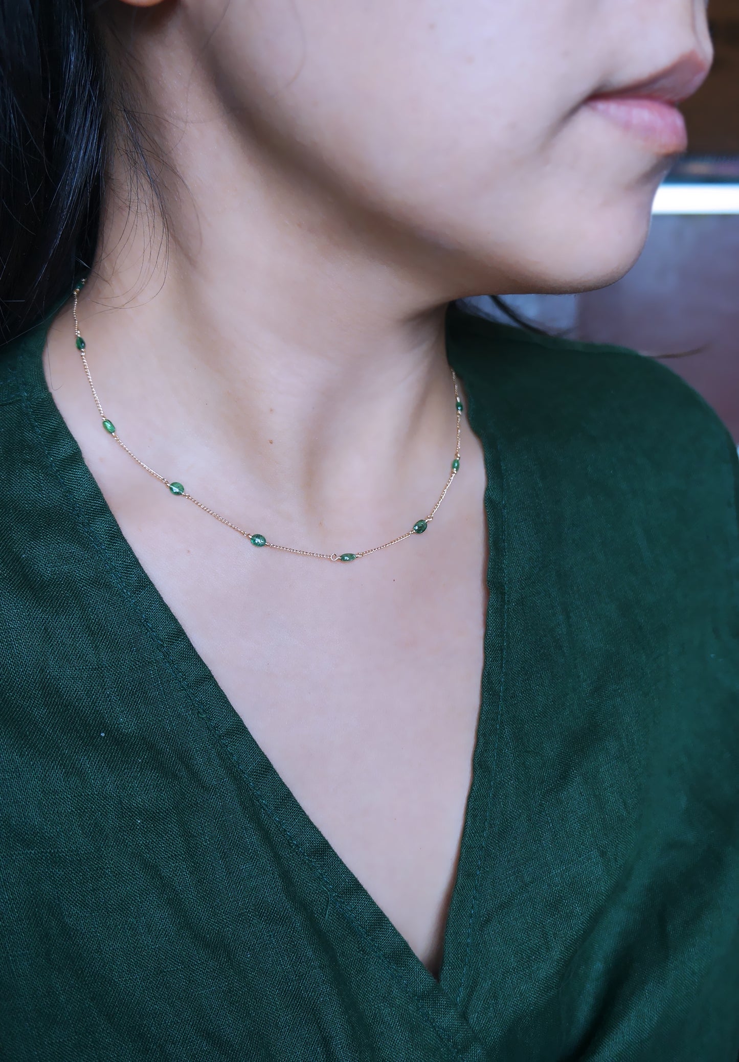 EMERALD｜祖母綠14K注金項鏈 E121001