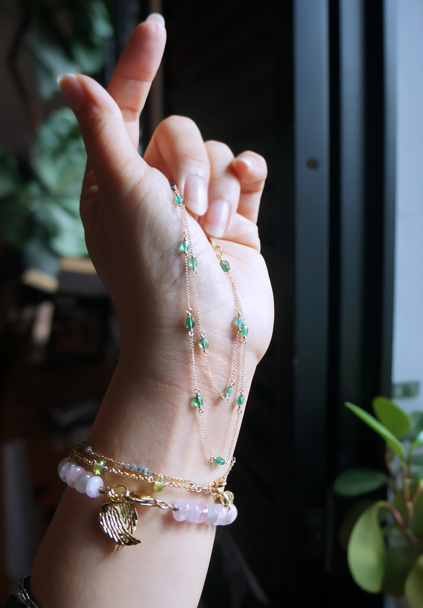 EMERALD｜祖母綠14K注金項鏈 E121001