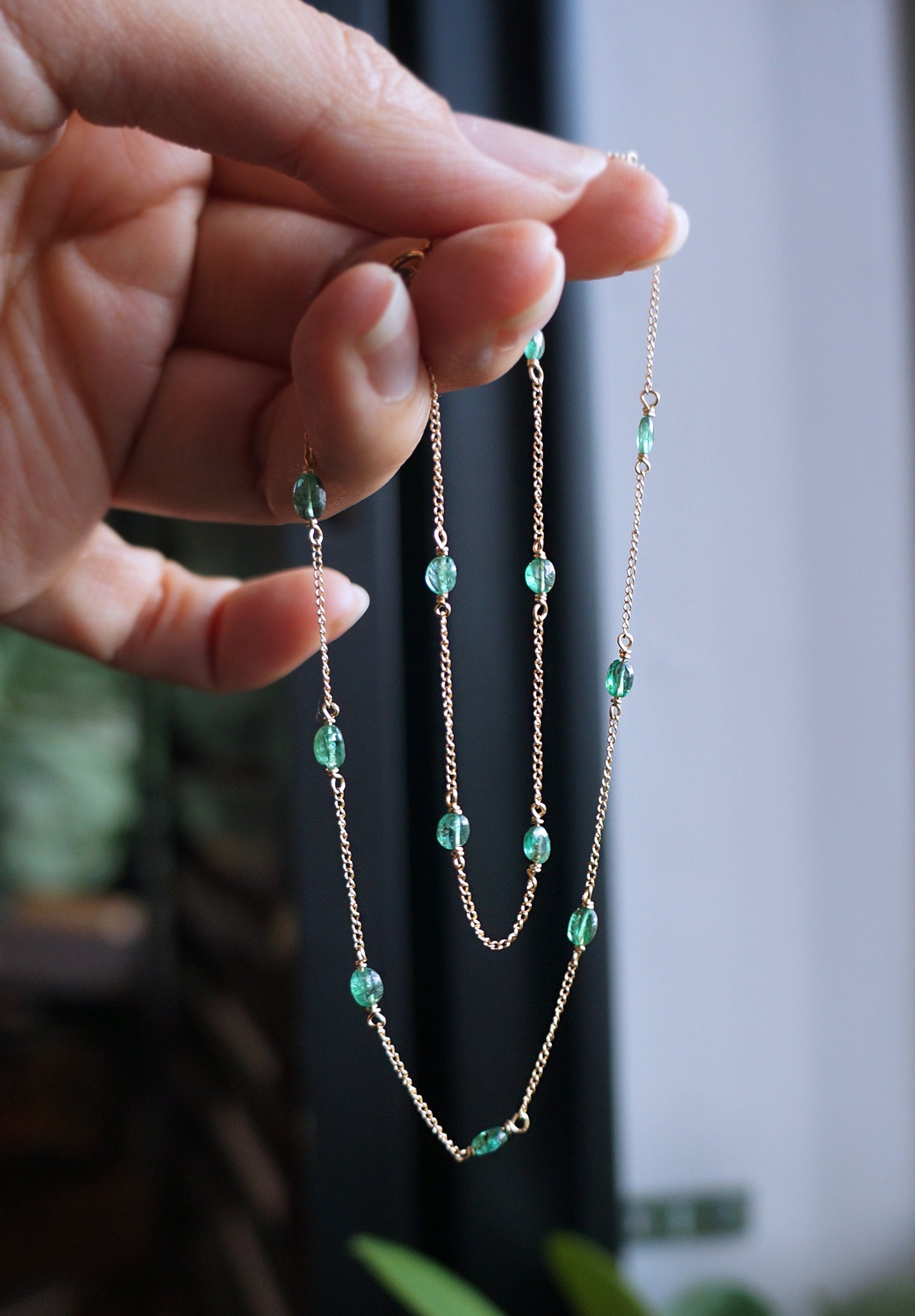 EMERALD｜祖母綠14K注金項鏈 E121001