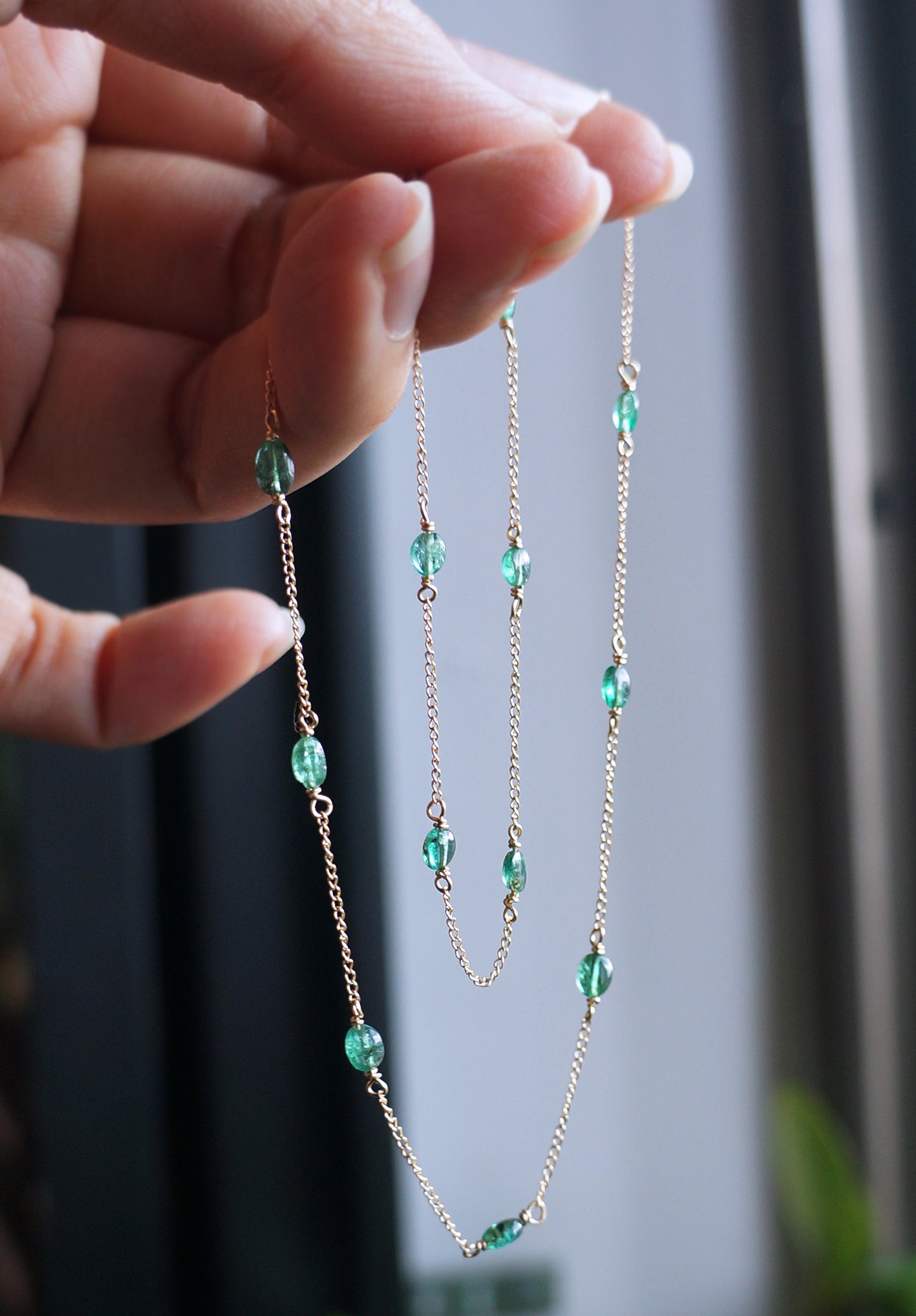 EMERALD｜祖母綠14K注金項鏈 E121001