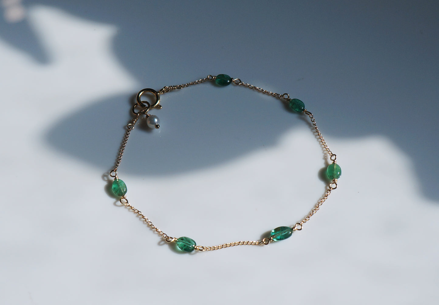 EMERALD｜祖母綠14K注金手鏈 E121002