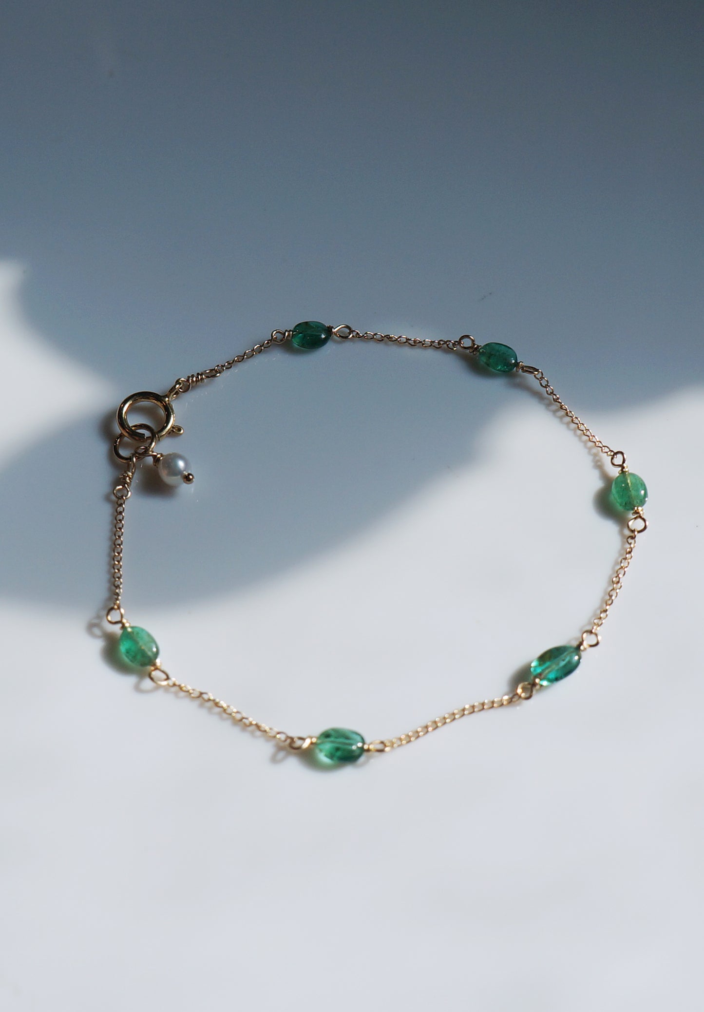 EMERALD｜祖母綠14K注金手鏈 E121002