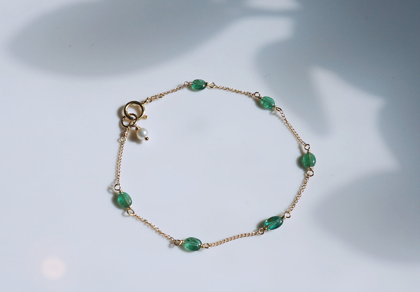 EMERALD｜祖母綠14K注金手鏈 E121002