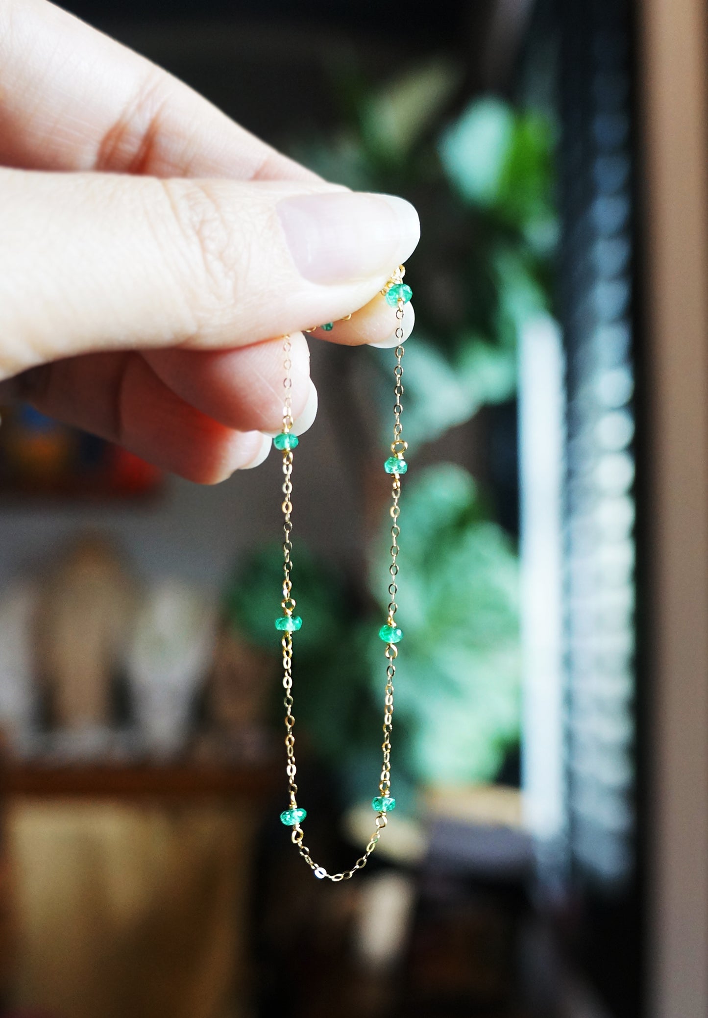 EMERALD｜哥倫比亞祖母綠14K金手鏈 E121004