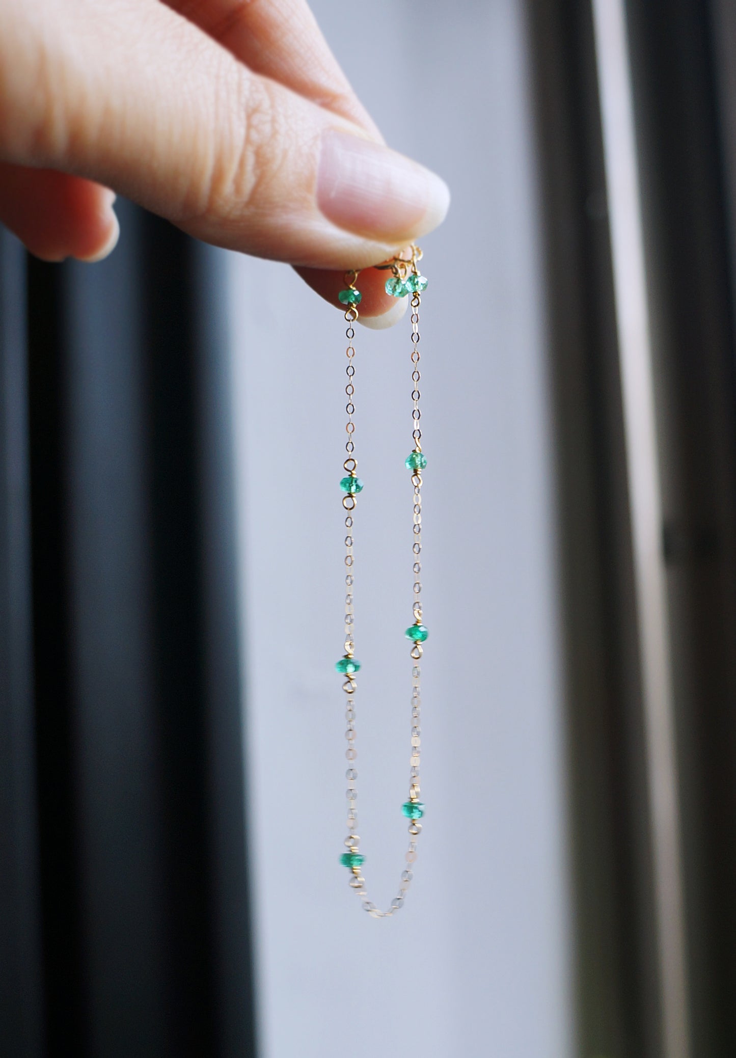 EMERALD｜哥倫比亞祖母綠14K金手鏈 E121004