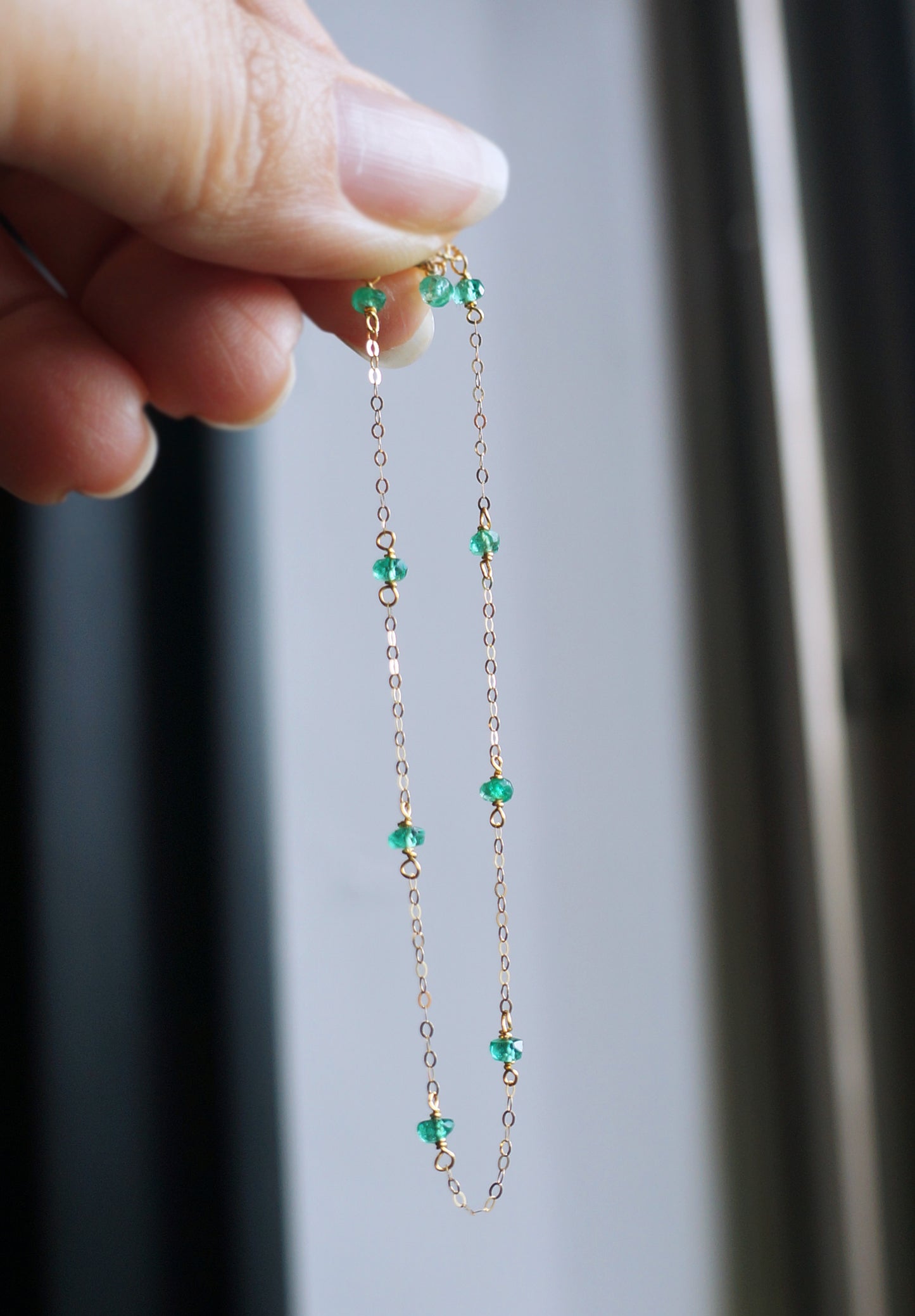 EMERALD｜哥倫比亞祖母綠14K金手鏈 E121004