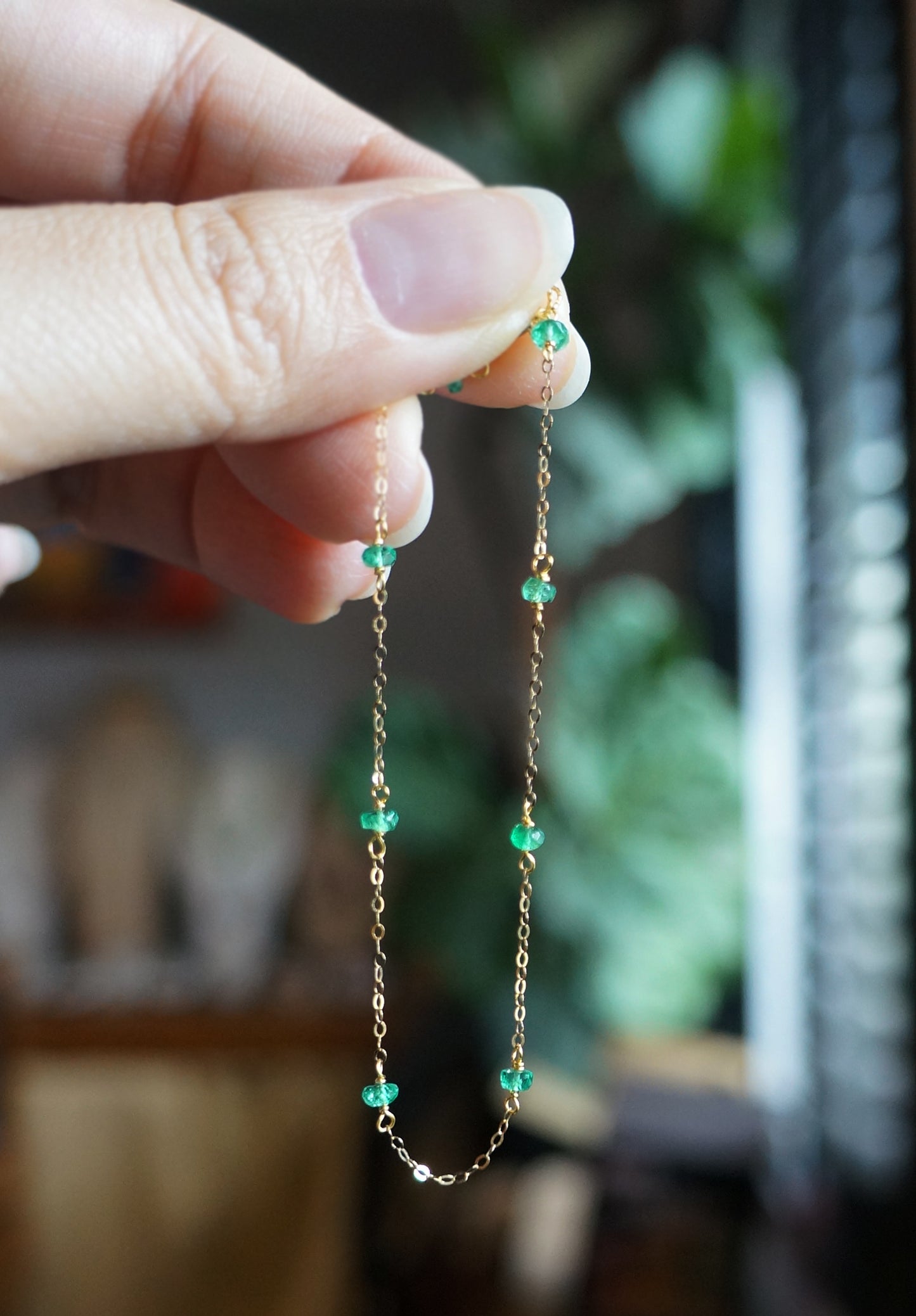 EMERALD｜哥倫比亞祖母綠14K金手鏈 E121004