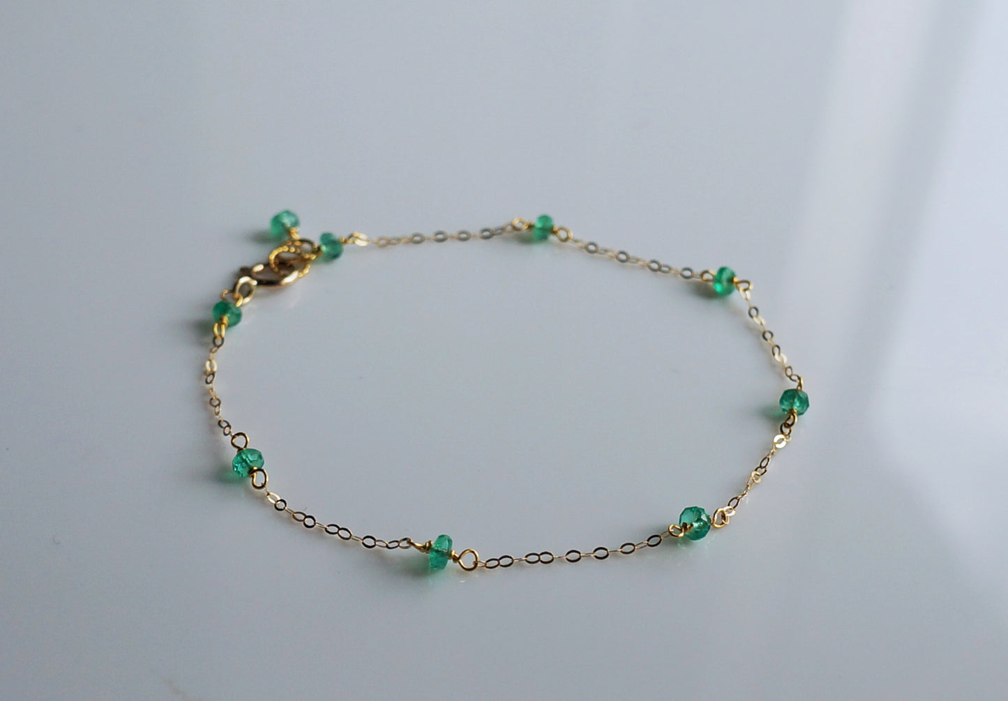 EMERALD｜哥倫比亞祖母綠14K金手鏈 E121004