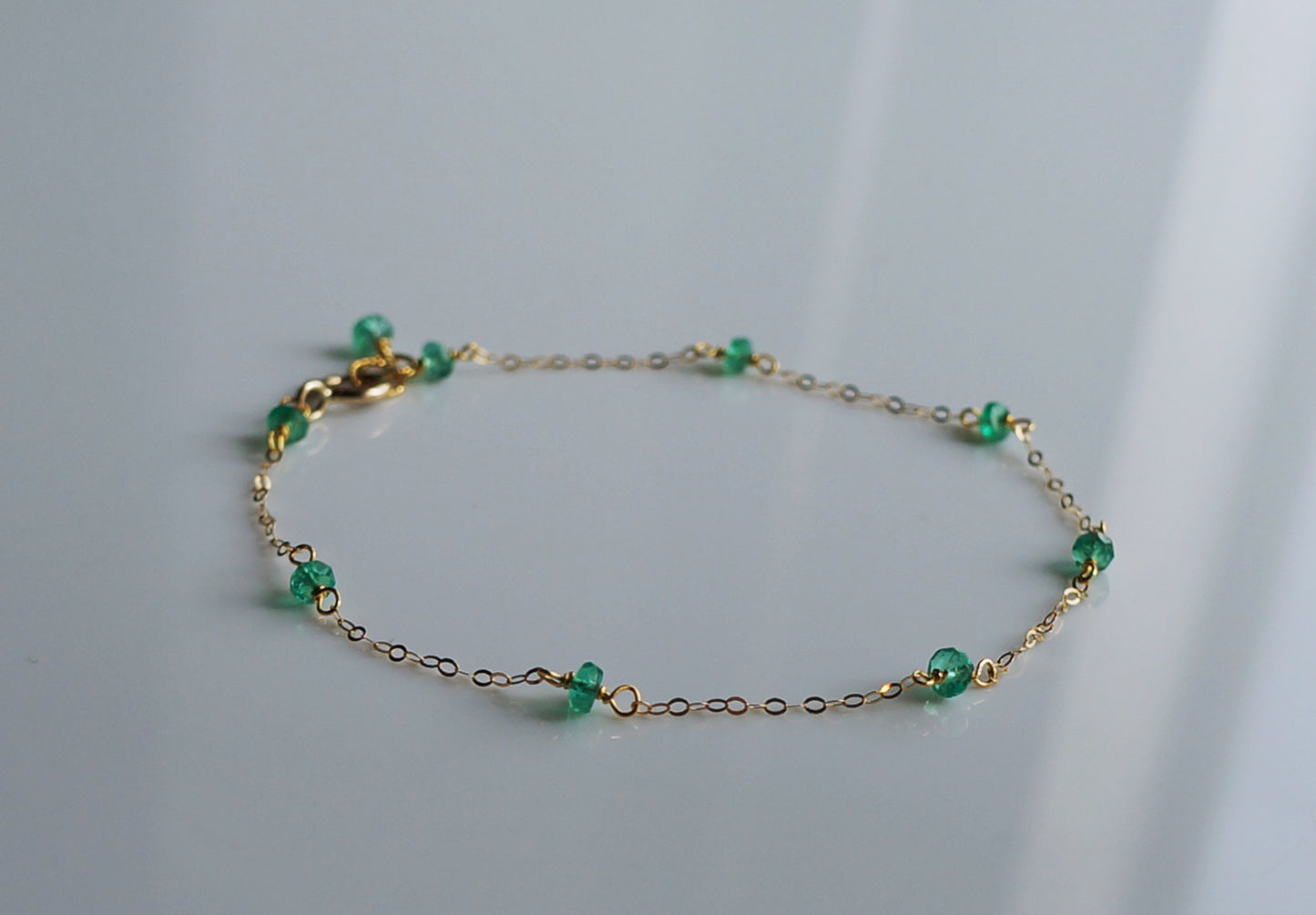 EMERALD｜哥倫比亞祖母綠14K金手鏈 E121004