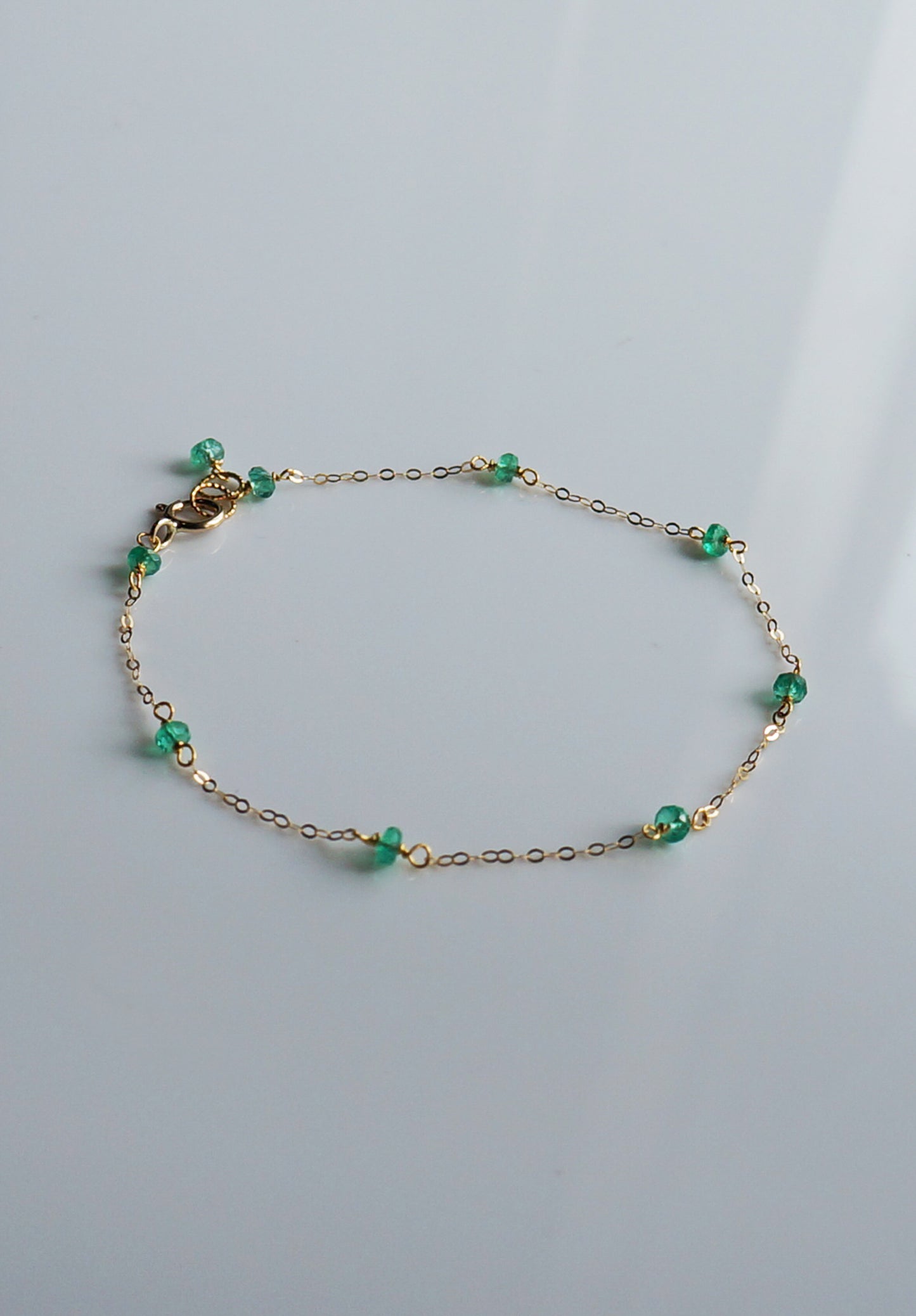 EMERALD｜哥倫比亞祖母綠14K金手鏈 E121004