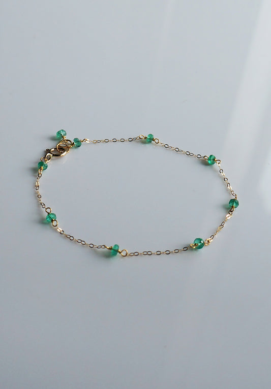 EMERALD｜哥倫比亞祖母綠14K金手鏈 E121004