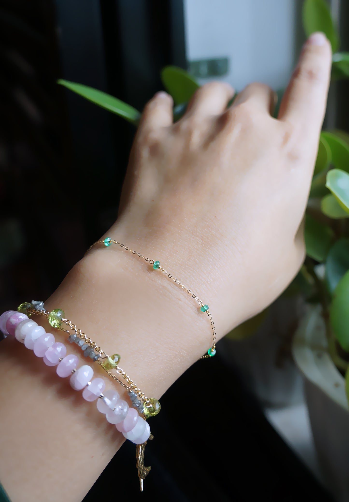 EMERALD｜哥倫比亞祖母綠14K金手鏈 E121004