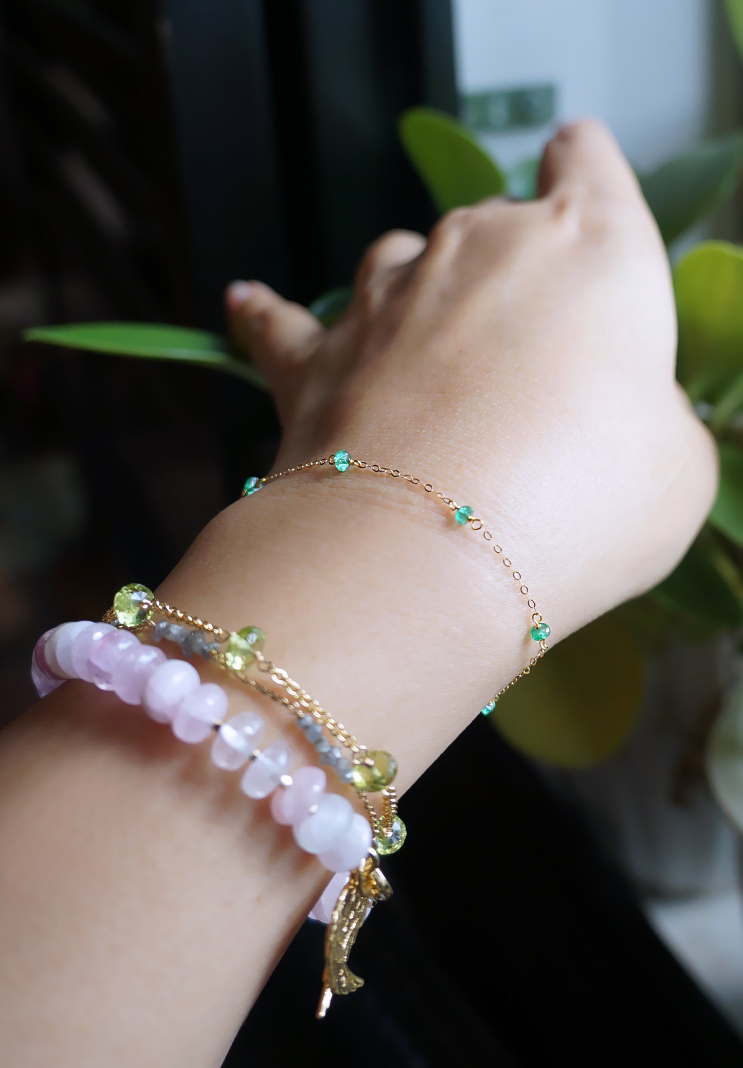 EMERALD｜哥倫比亞祖母綠14K金手鏈 E121004