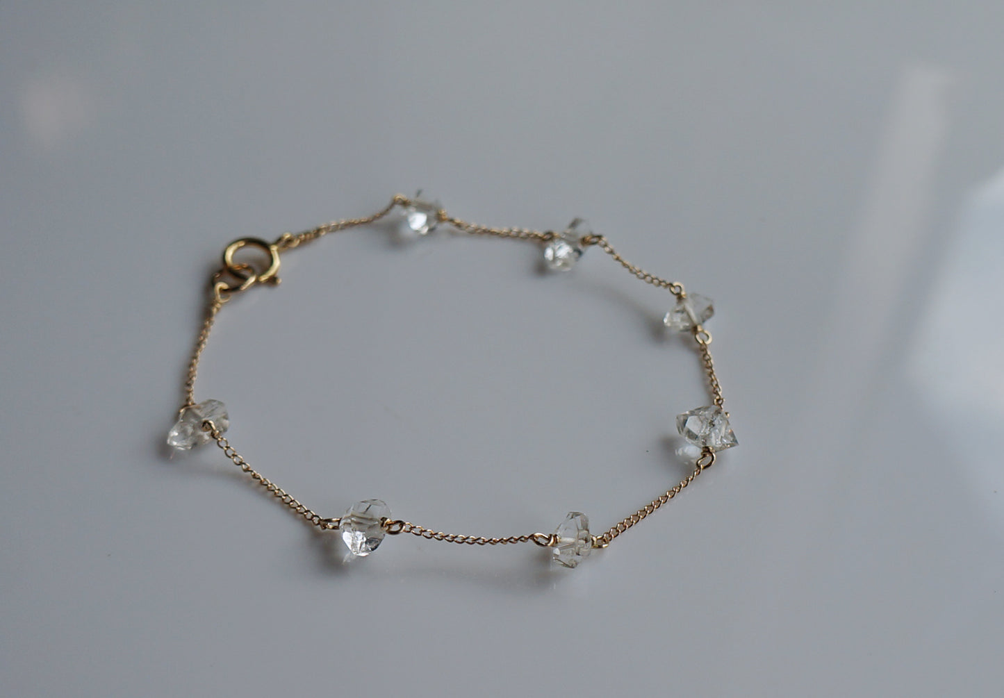 赫基蒙鑽石水晶｜ 14K注金手鏈 E121005