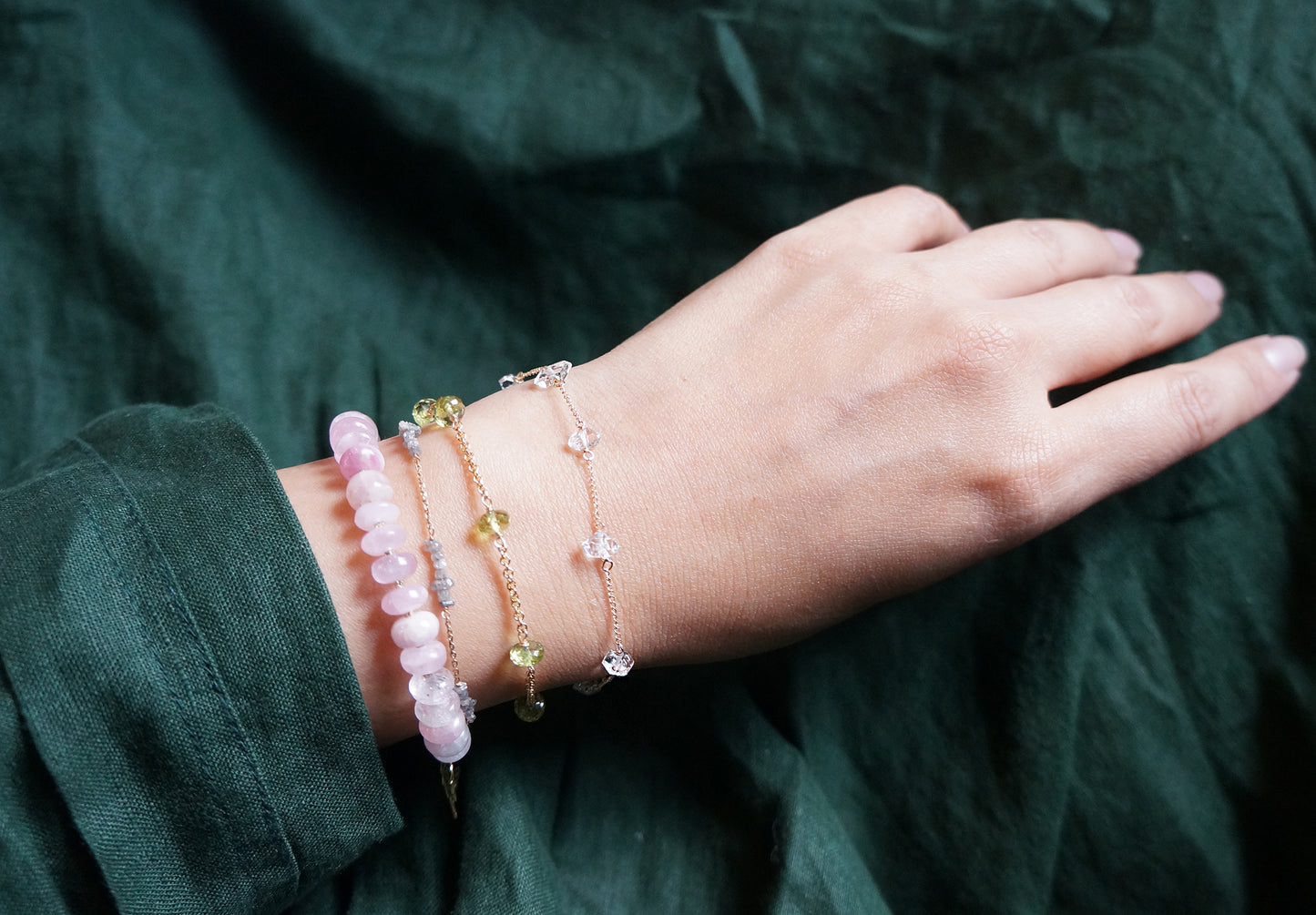 赫基蒙鑽石水晶｜ 14K注金手鏈 E121005