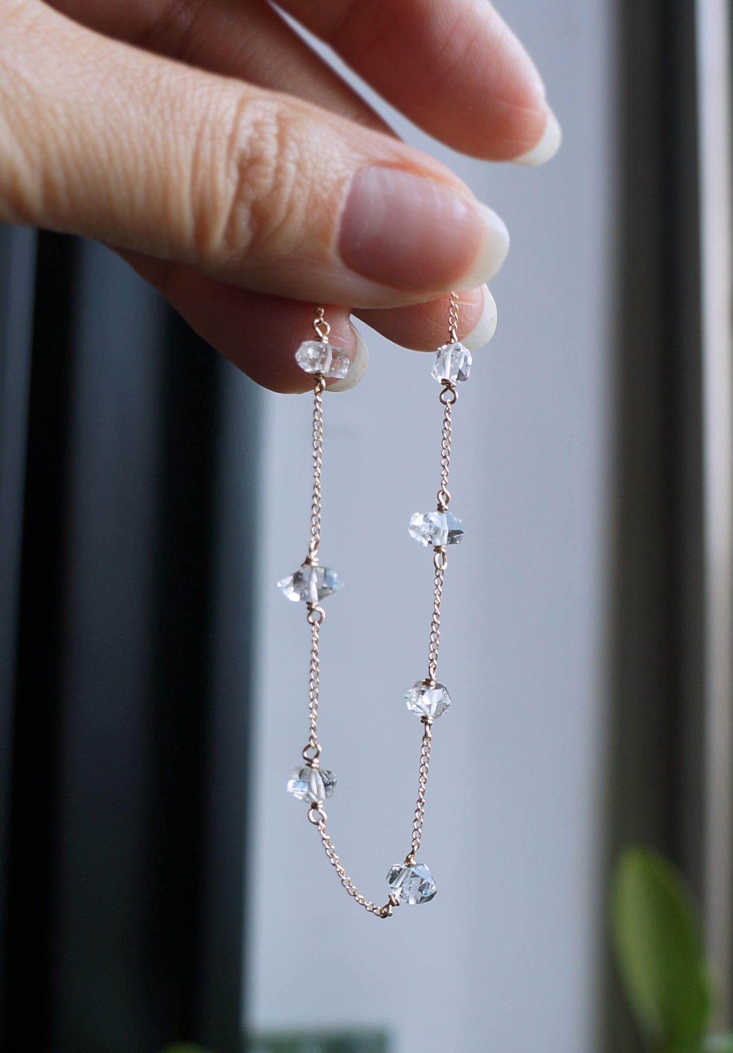 赫基蒙鑽石水晶｜ 14K注金手鏈 E121005