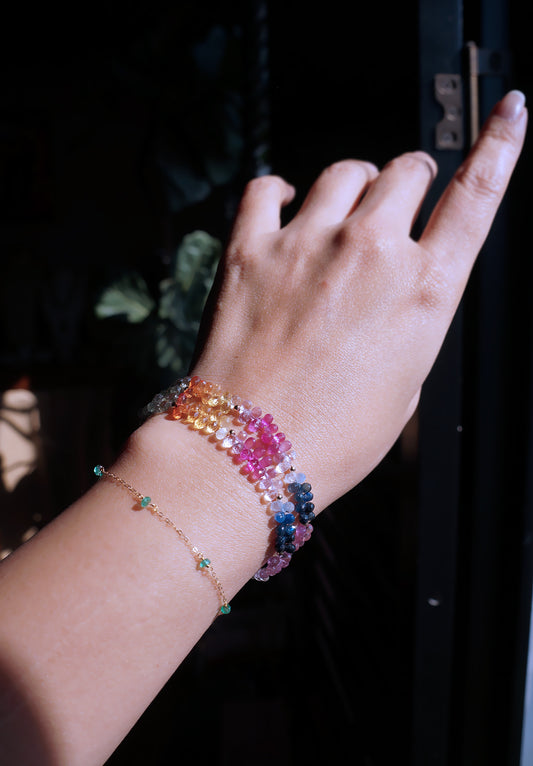 高品質｜彩寶閃亮水滴雙圈手鍊 E121601