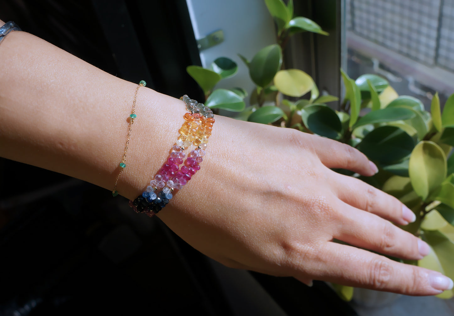 高品質｜彩寶閃亮水滴雙圈手鍊 E121601