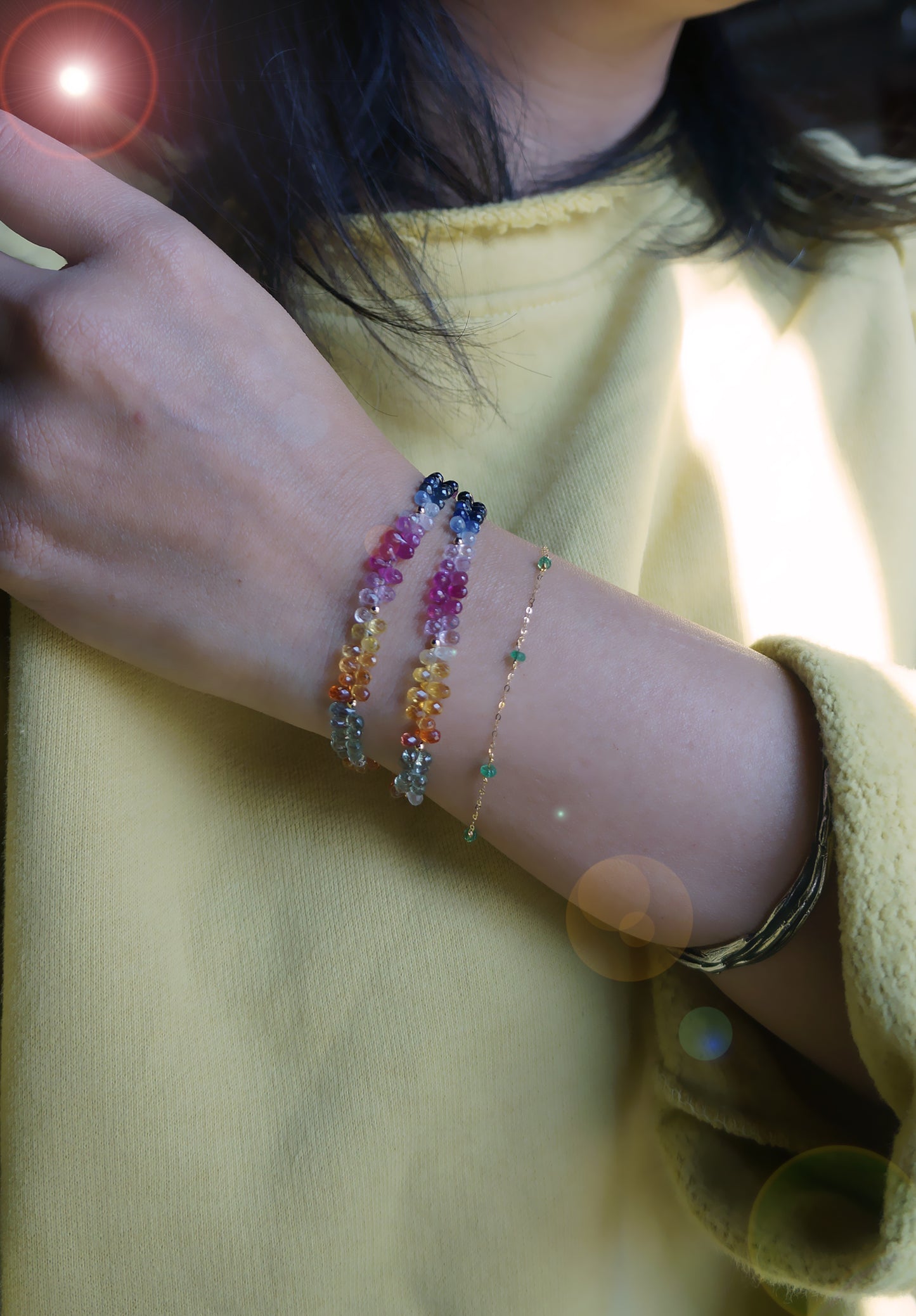 高品質｜彩寶閃亮水滴雙圈手鍊 E121601