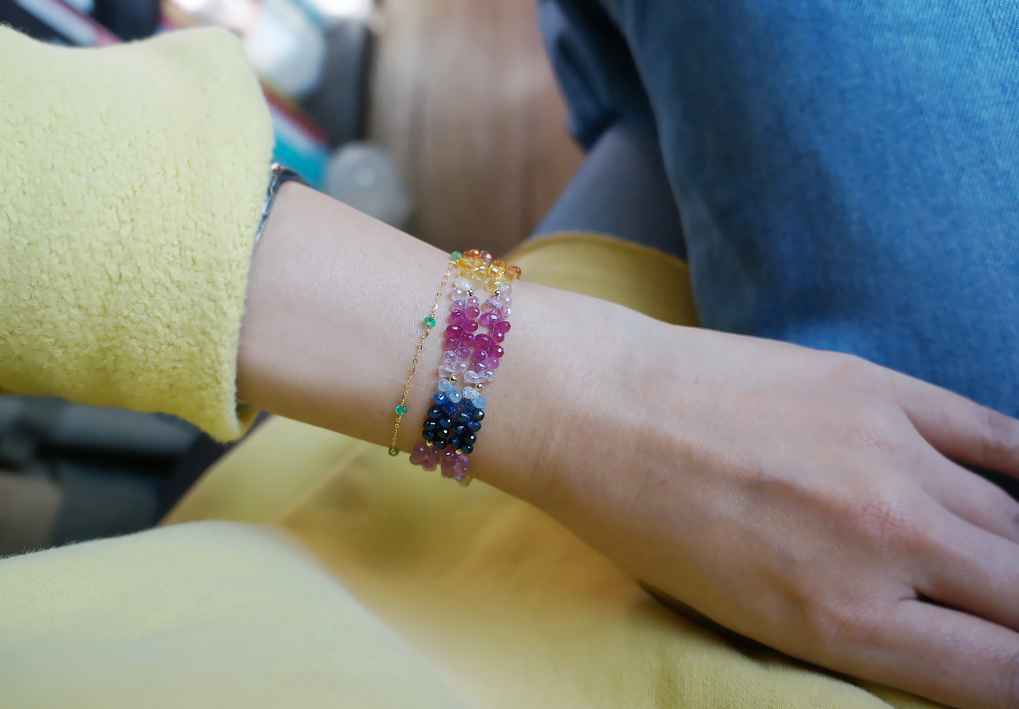 高品質｜彩寶閃亮水滴雙圈手鍊 E121601