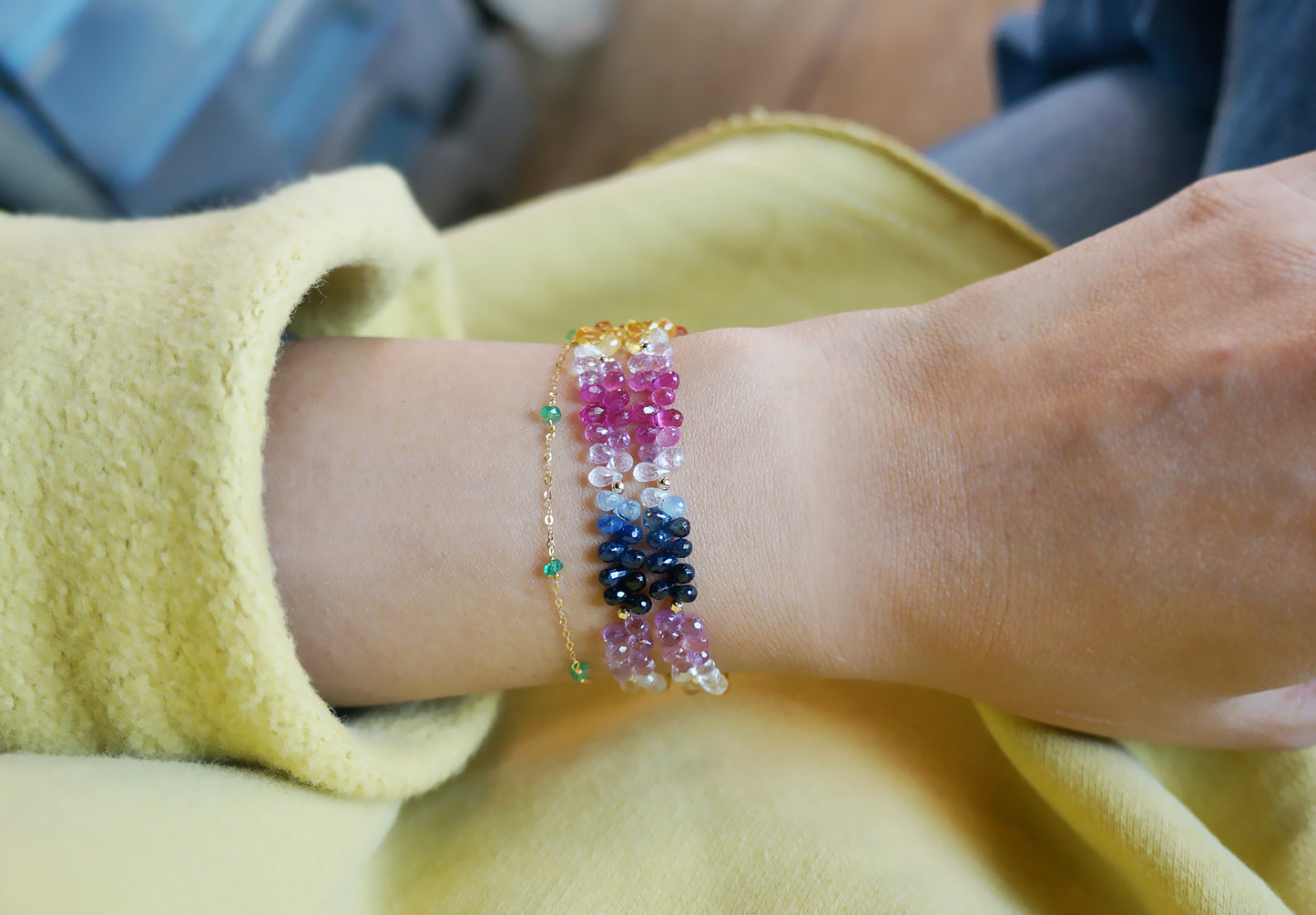 高品質｜彩寶閃亮水滴雙圈手鍊 E121601