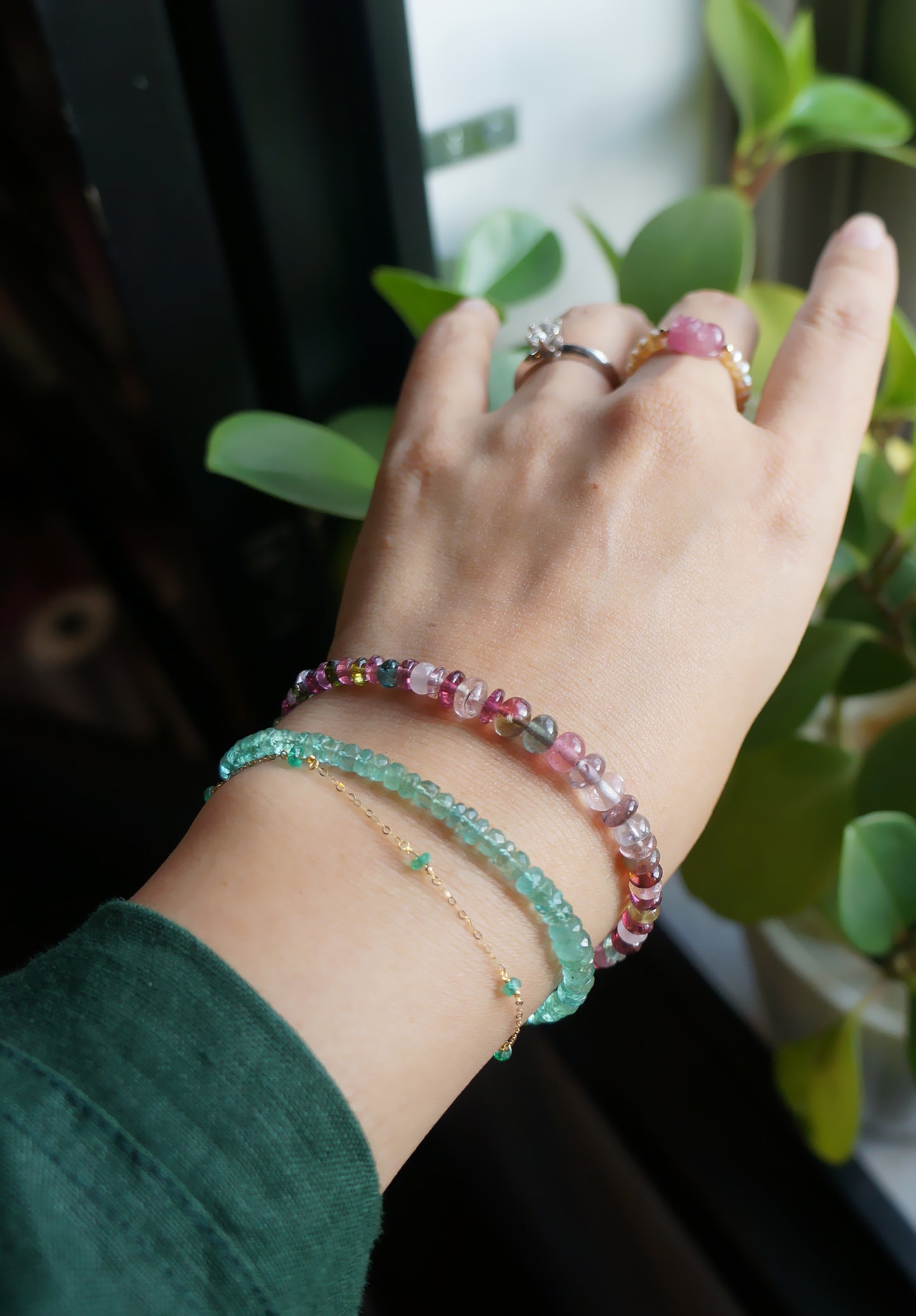 阿富汗碧璽塔珠手鏈 E121701