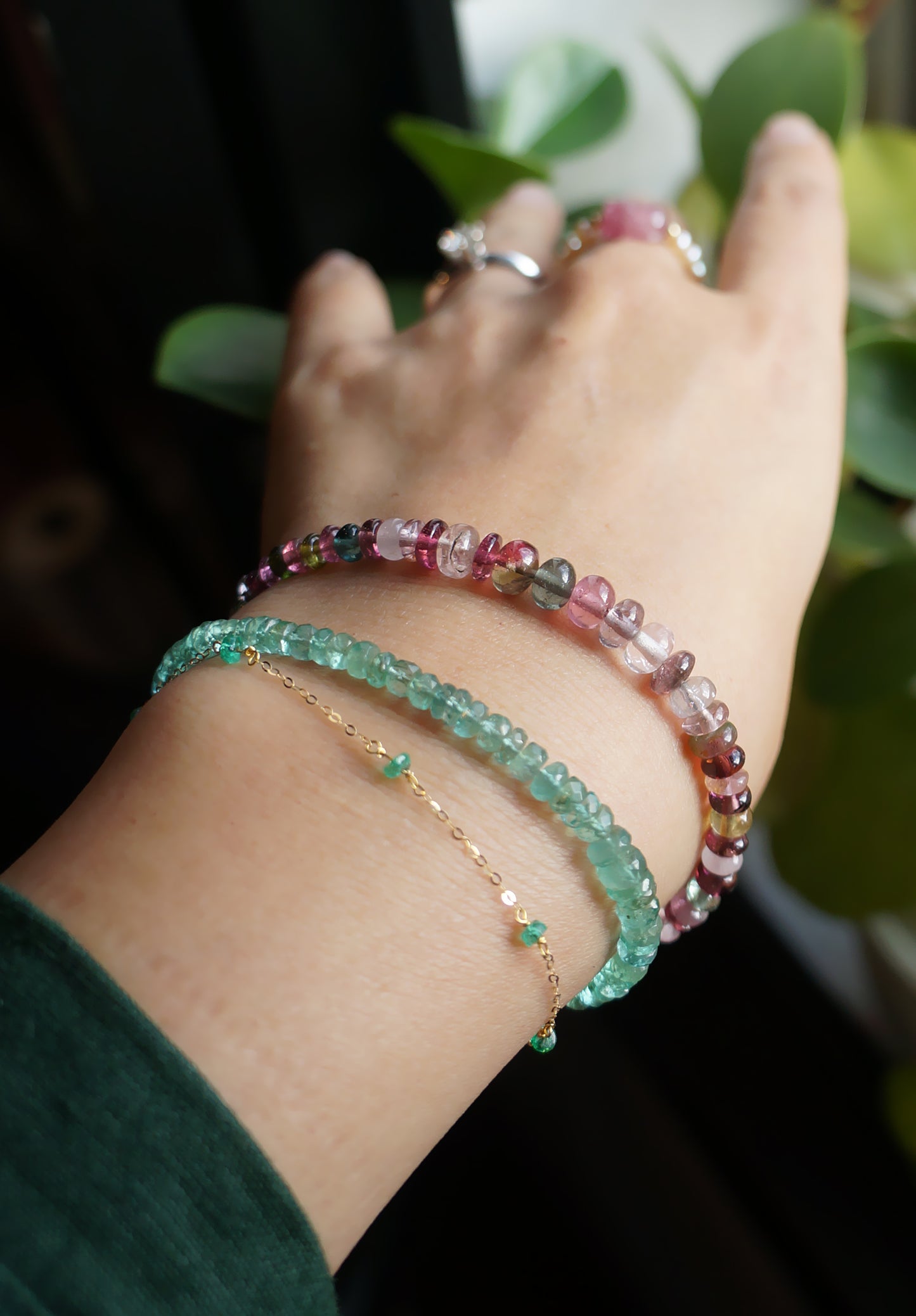 阿富汗碧璽塔珠手鏈 E121701