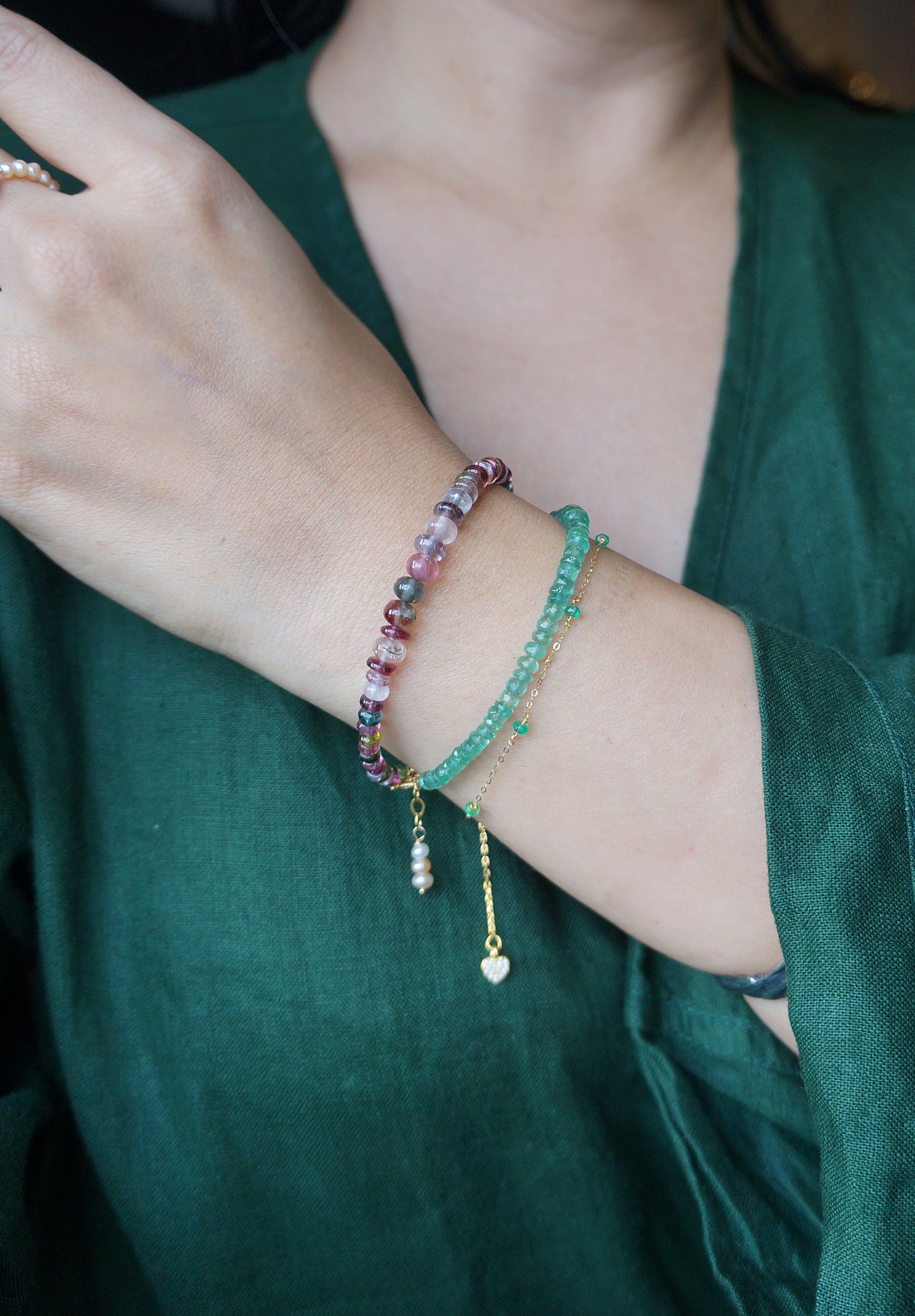 阿富汗碧璽塔珠手鏈 E121701