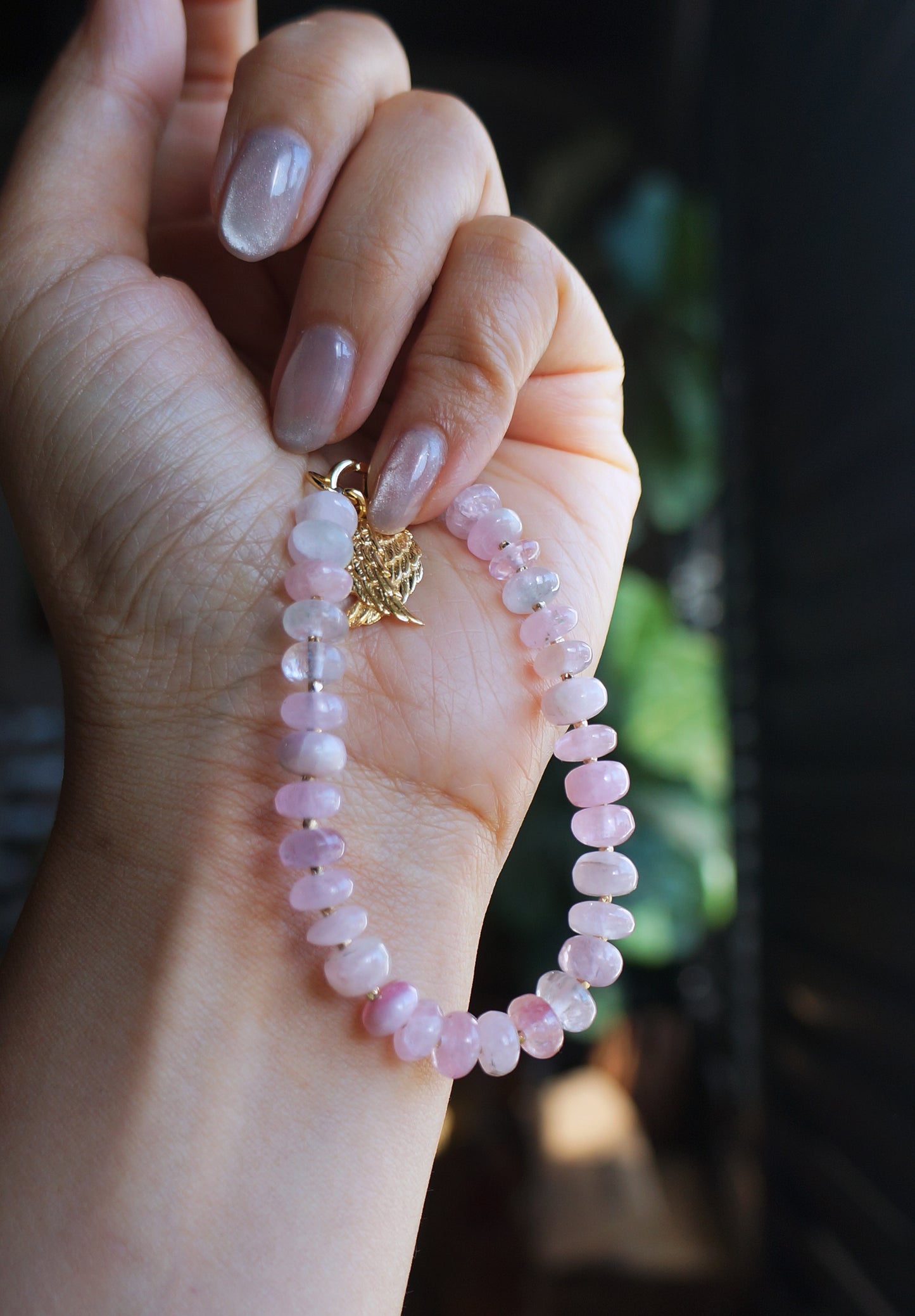 清新優雅｜阿富汗粉碧璽塔珠手鍊 E121702