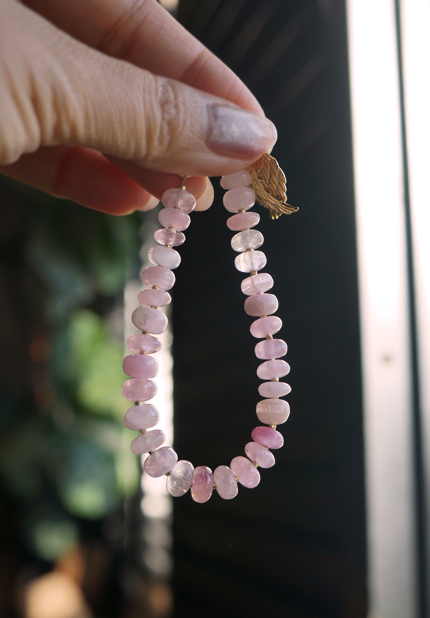 清新優雅｜阿富汗粉碧璽塔珠手鍊 E121702