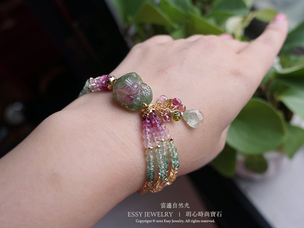 西瓜金錢蟾｜碧璽多圈設計款