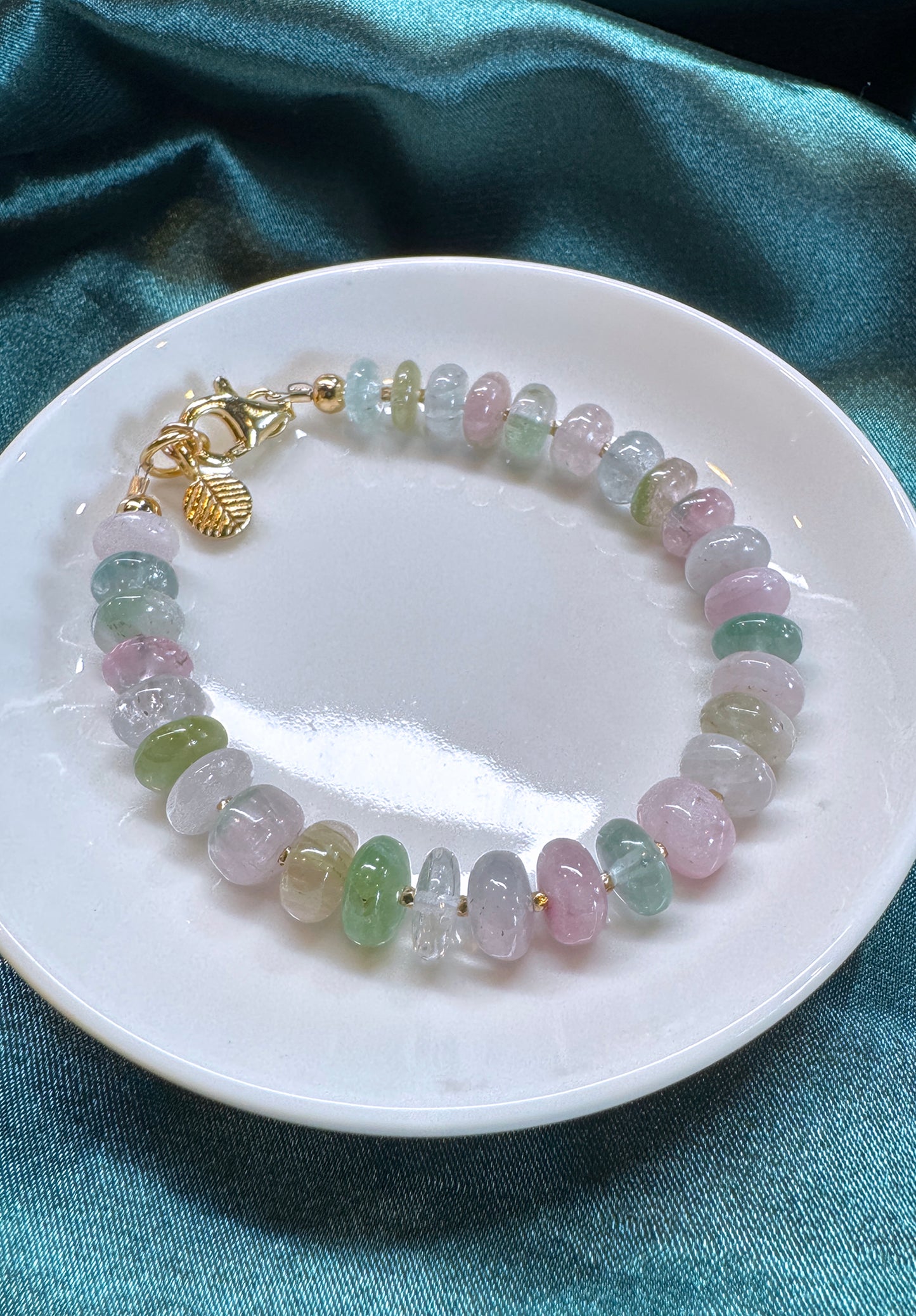 清新優雅｜阿富汗彩碧璽塔珠手鍊 E101606