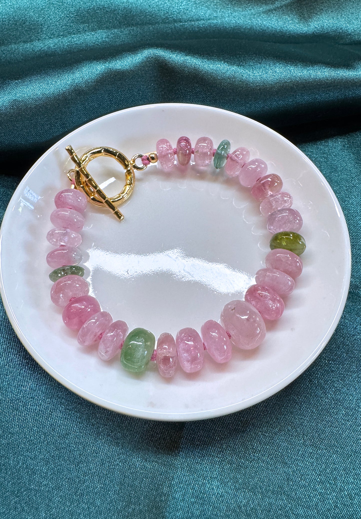 清新優雅｜阿富汗粉碧塔珠手鍊 E101603