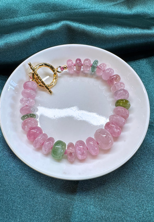 清新優雅｜阿富汗粉碧塔珠手鍊 E101603