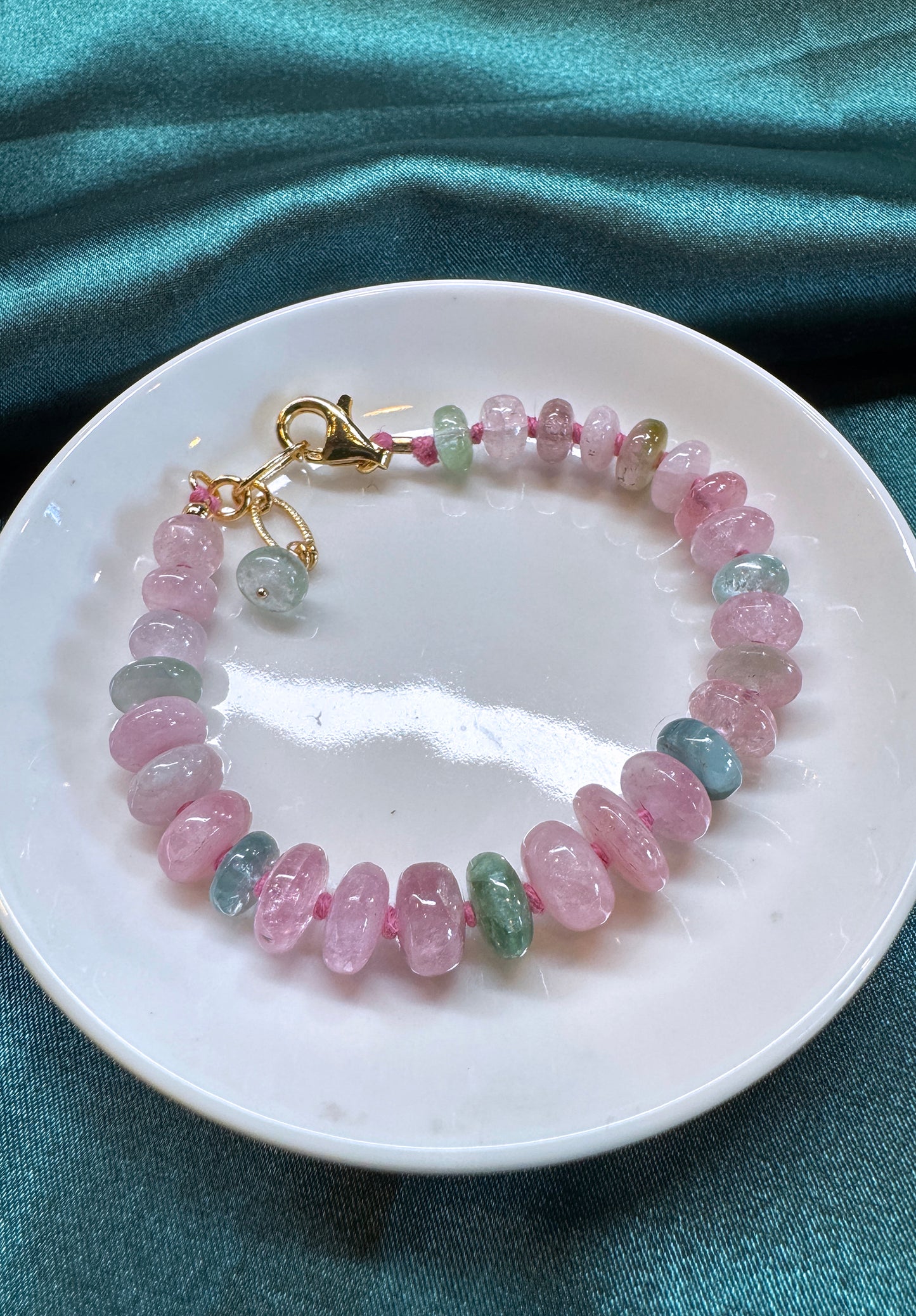 粉嫩優雅｜阿富汗粉碧塔珠手鍊 E101608