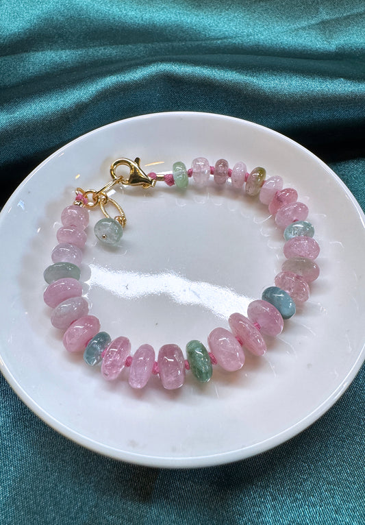 粉嫩優雅｜阿富汗粉碧塔珠手鍊 E101608