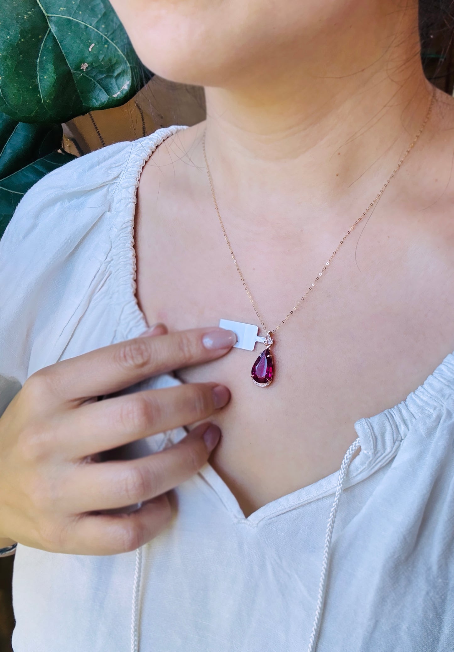 Rubellite 桃紅碧璽真鑽Ｋ金墜