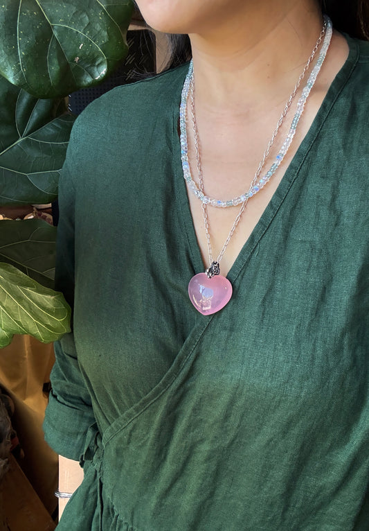 Rose Quartz｜馬達加斯加 粉晶愛心手工墜