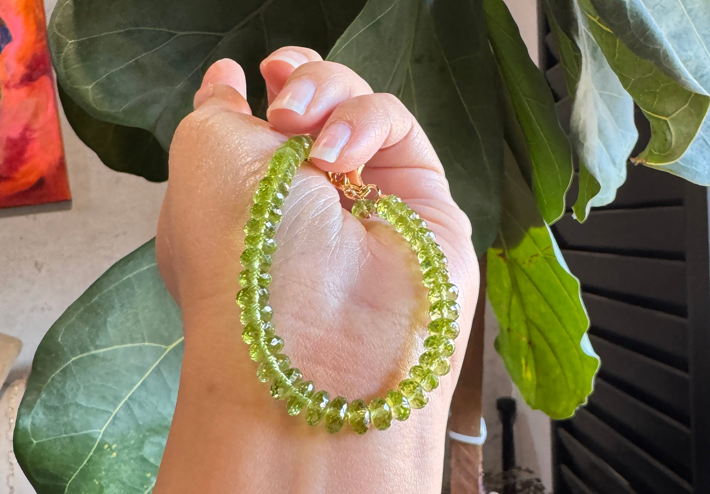 高品質 橄欖石閃亮切面手環 E102201