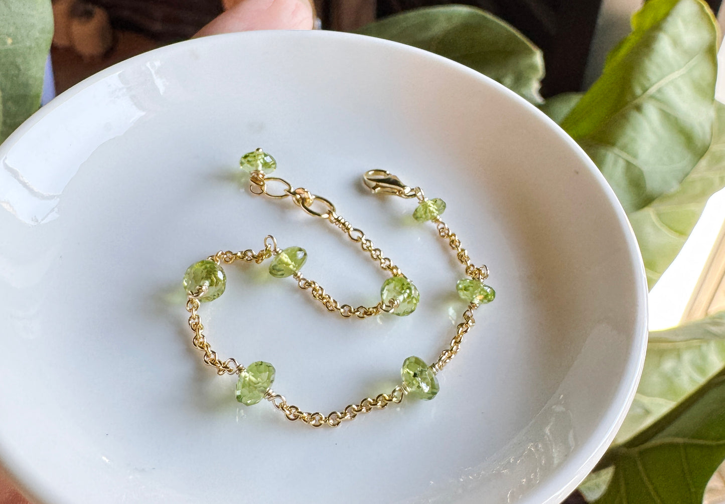 高品質 橄欖石閃亮切面鏈式手環 E102202