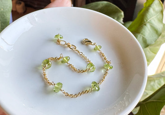高品質 橄欖石閃亮切面鏈式手環 E102202