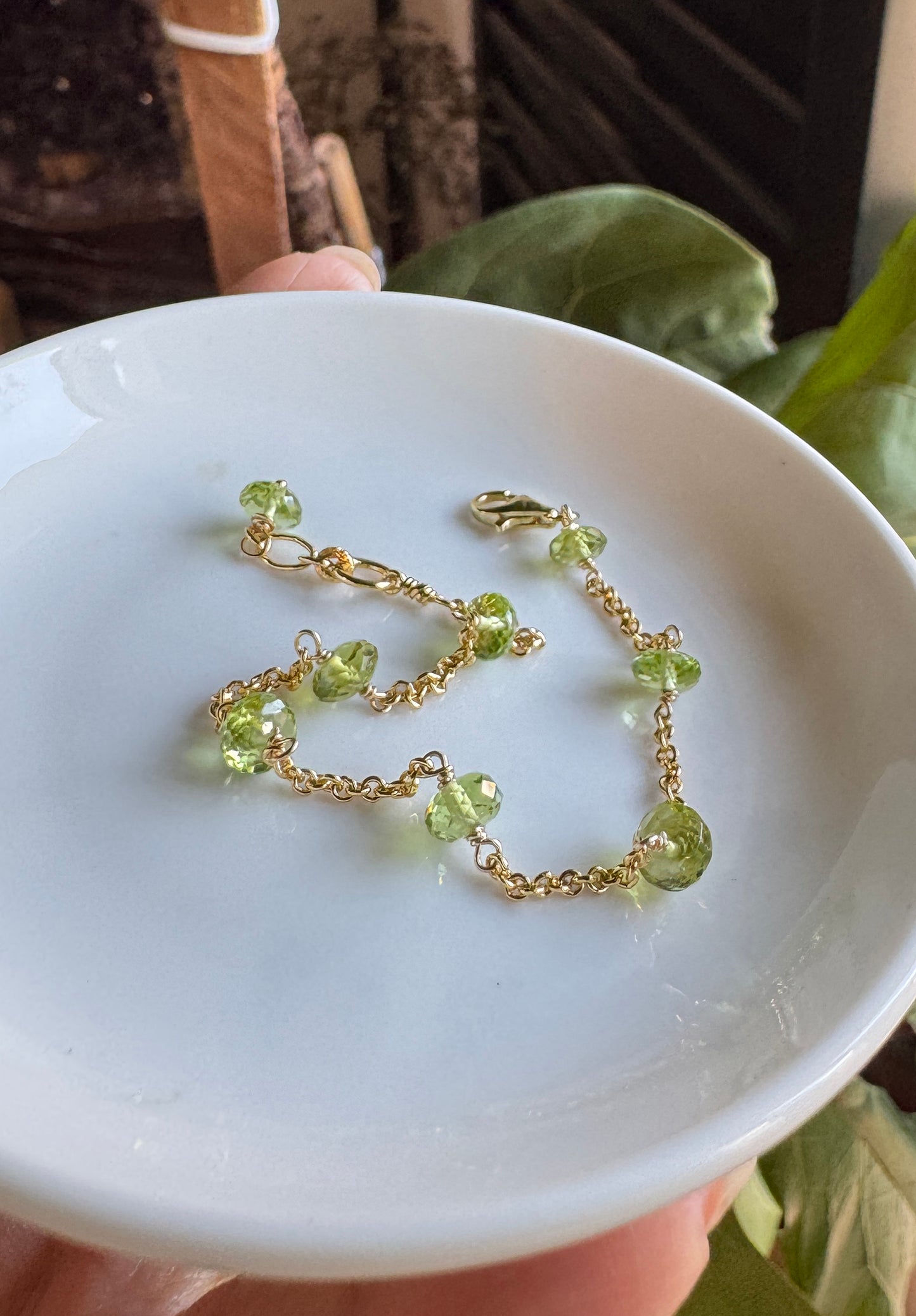 高品質 橄欖石閃亮切面鏈式手環 E102202