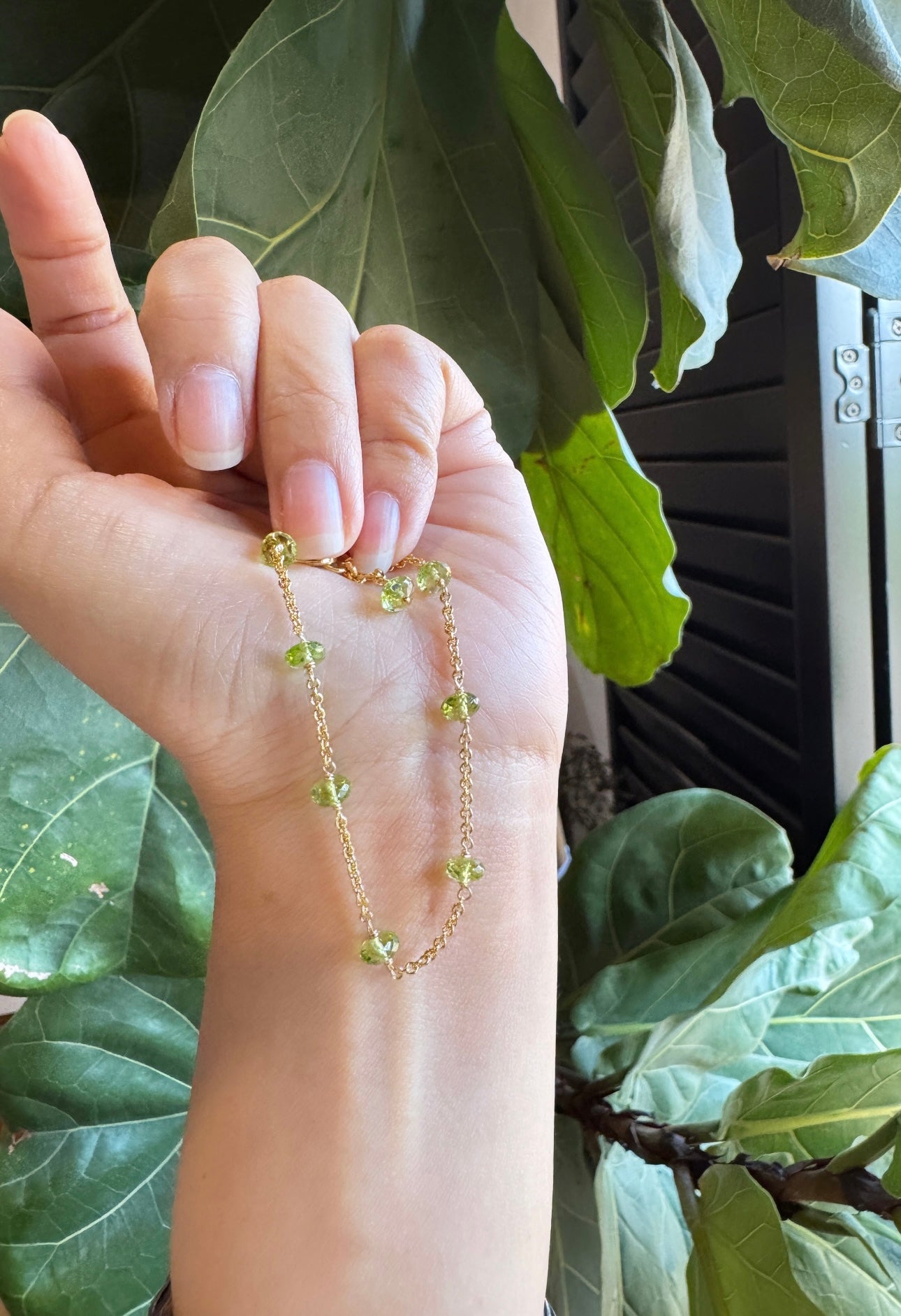 高品質 橄欖石閃亮切面鏈式手環 E102202