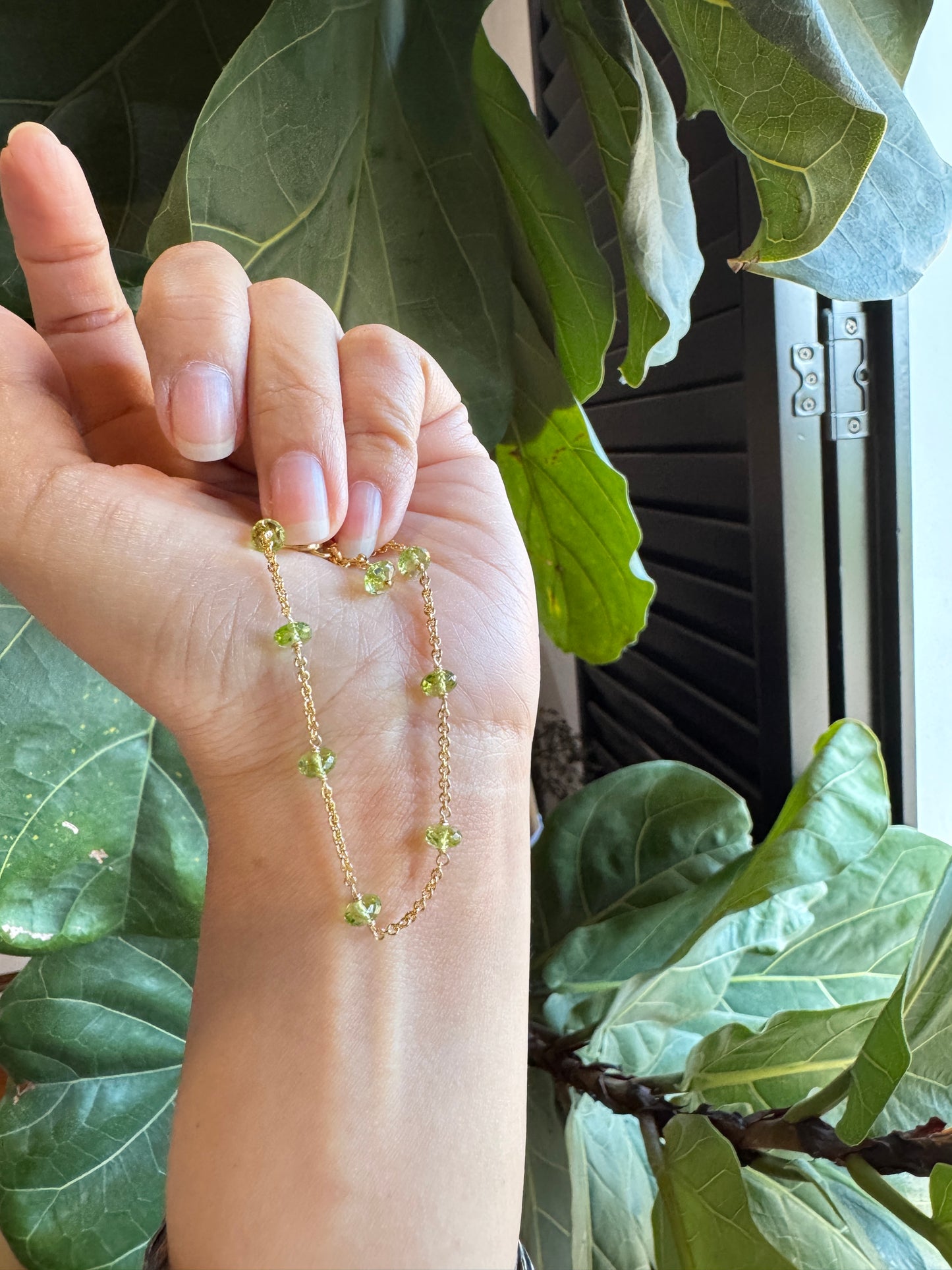 高品質 橄欖石閃亮切面鏈式手環 E102202